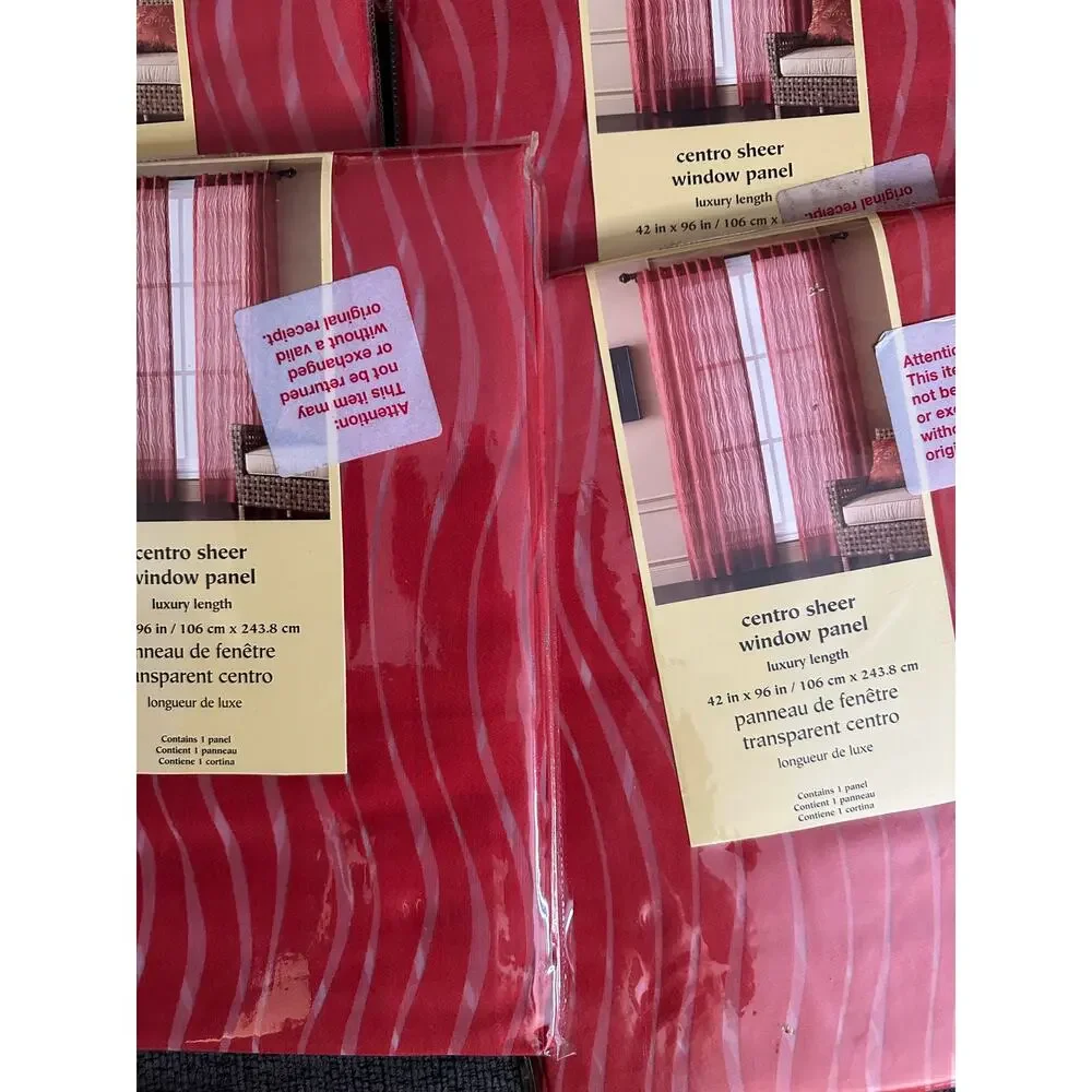 Pier1 Imports Set of 6 Centro Sheer Window Curtain Panels Red Luxury Length NEW